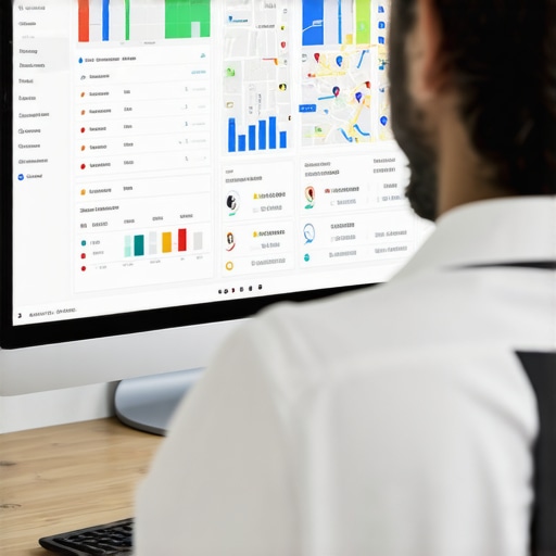 Digital marketer reviewing local SEO performance on Google Maps and analytics dashboards.