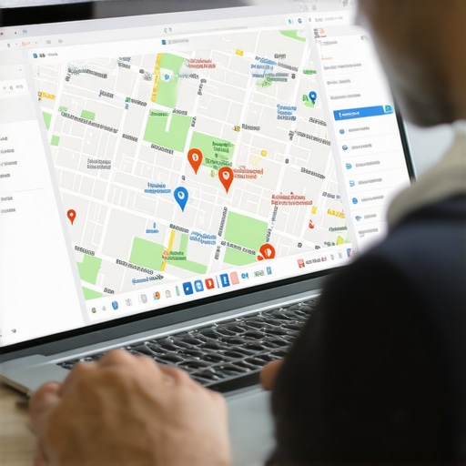 Person reviewing Google Map rankings and SEO analytics on a laptop