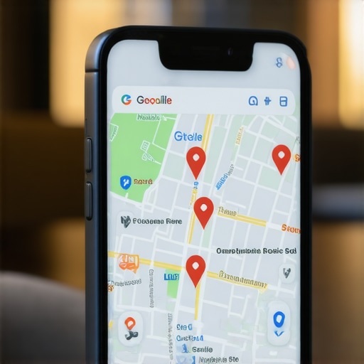 Smartphone screen with Google Maps local business listings
