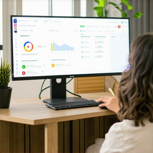 Person analyzing local SEO metrics on computer monitor.