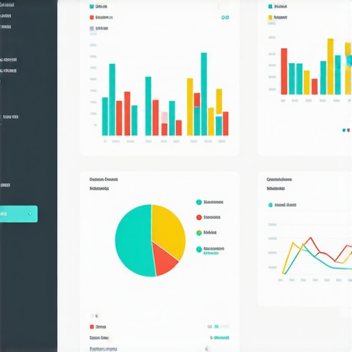 A digital dashboard displaying local SEO and map ranking metrics with colorful charts.