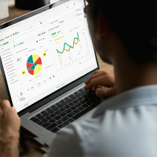 Person analyzing local SEO data on laptop with maps and charts