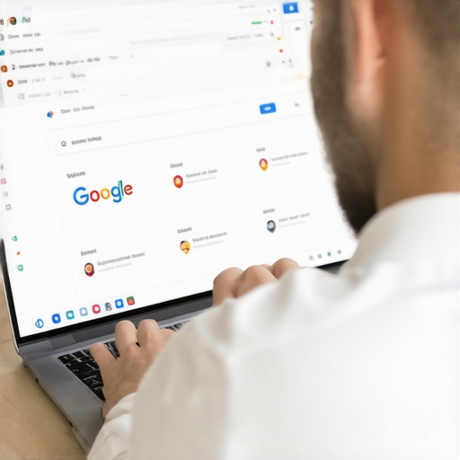 Business owner optimizing Google Business Profile on laptop to improve map rankings