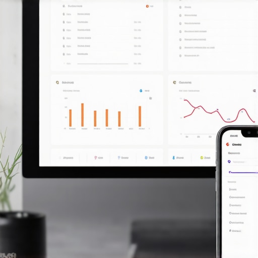 A person analyzing local SEO and map ranking data on a computer and smartphone