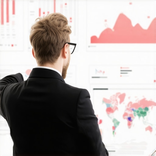 Business owner analyzing map ranking data with analytics dashboard.