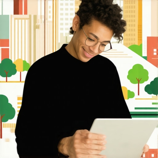 Local Content Creation in Action Business owner writing a blog post about local neighborhood attractions.