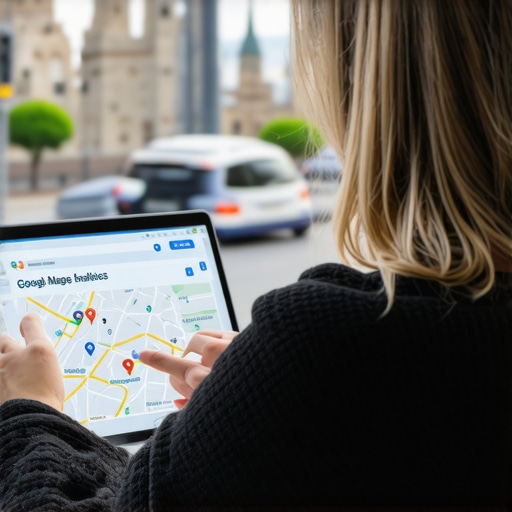 Business owner reviewing local map analytics