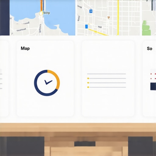 Computer screen displaying map SEO analytics and tools