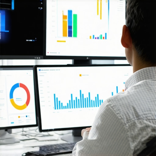 Person reviewing SEO analytics dashboards for map ranking management