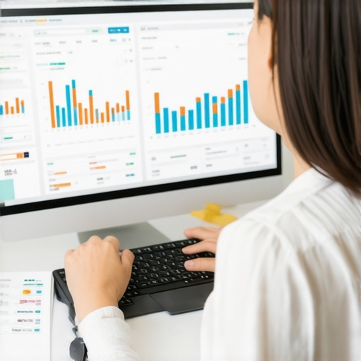 Person analyzing local map ranking data with SEO tools on a computer.