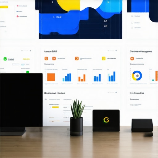 SEO professional monitoring map rankings at a multi-screen workspace.